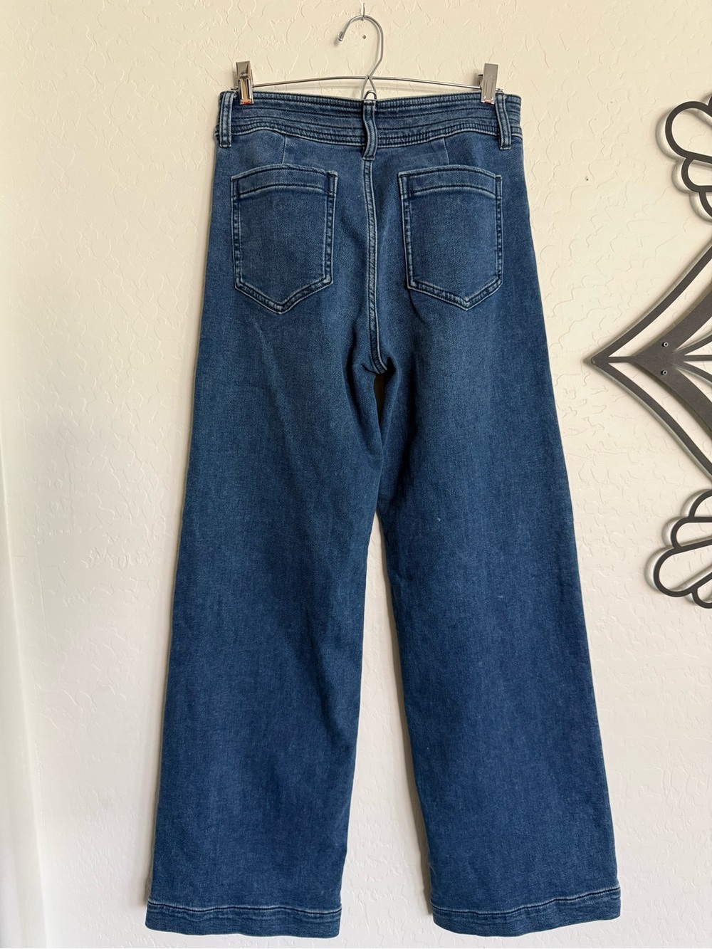 FAHERTY Harbor Wide Leg Jeans Stretch Terry High Rise Blue Denim 28 - Picture 5 of 7